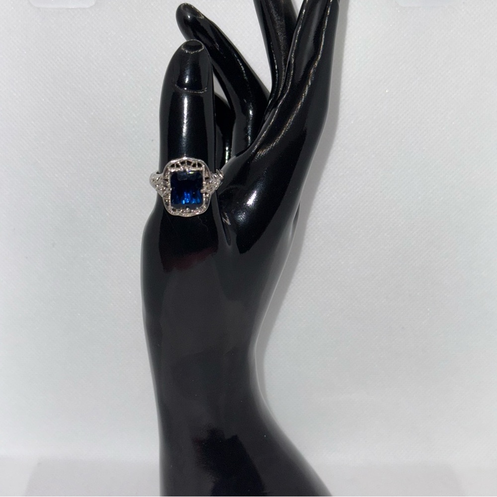 Elegant Blue and Silver Statement Ring